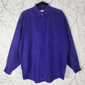 Nino Foriero Purple 100% Silk Button Front Shirt